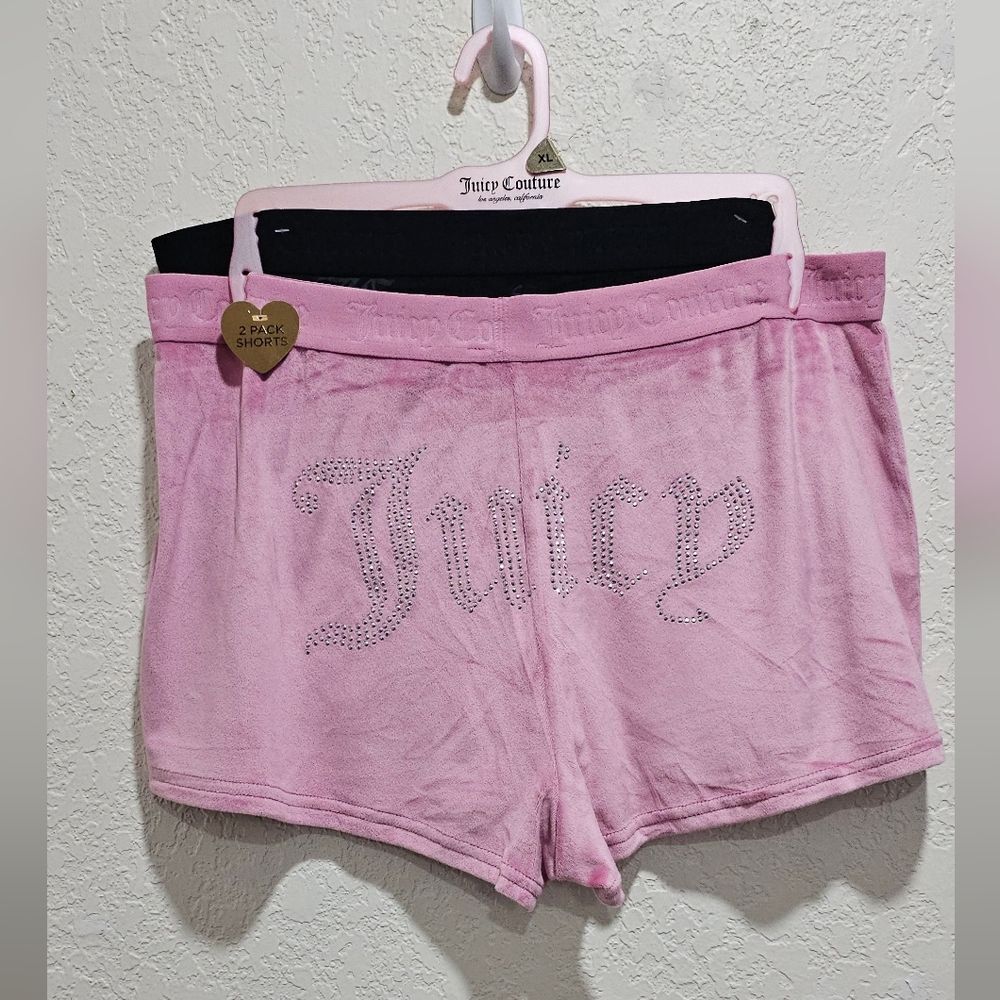 Juicy Couture Pajama Short Black Pink Velour Set XL New Sleepwear